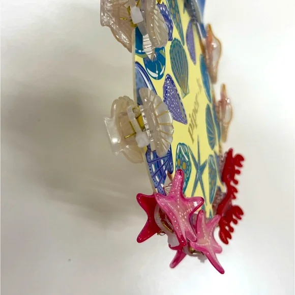 NWT 🐚 🐟🦀 ⭐️🐳 Pink Linen 10 mini Hair Clips Crab, Whale, sea shell, sea star - Picture 4 of 6